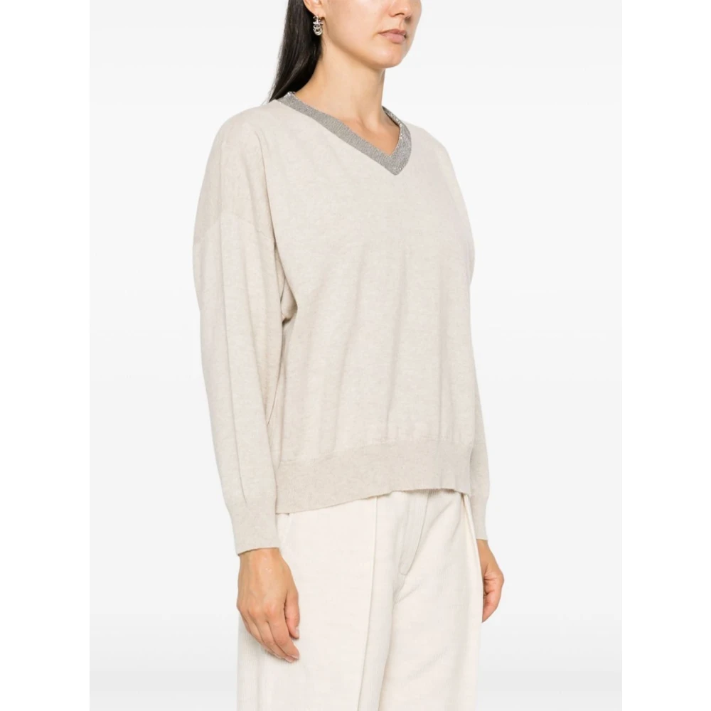 BRUNELLO CUCINELLI Casual Gestreept Jersey T-shirt Beige Dames