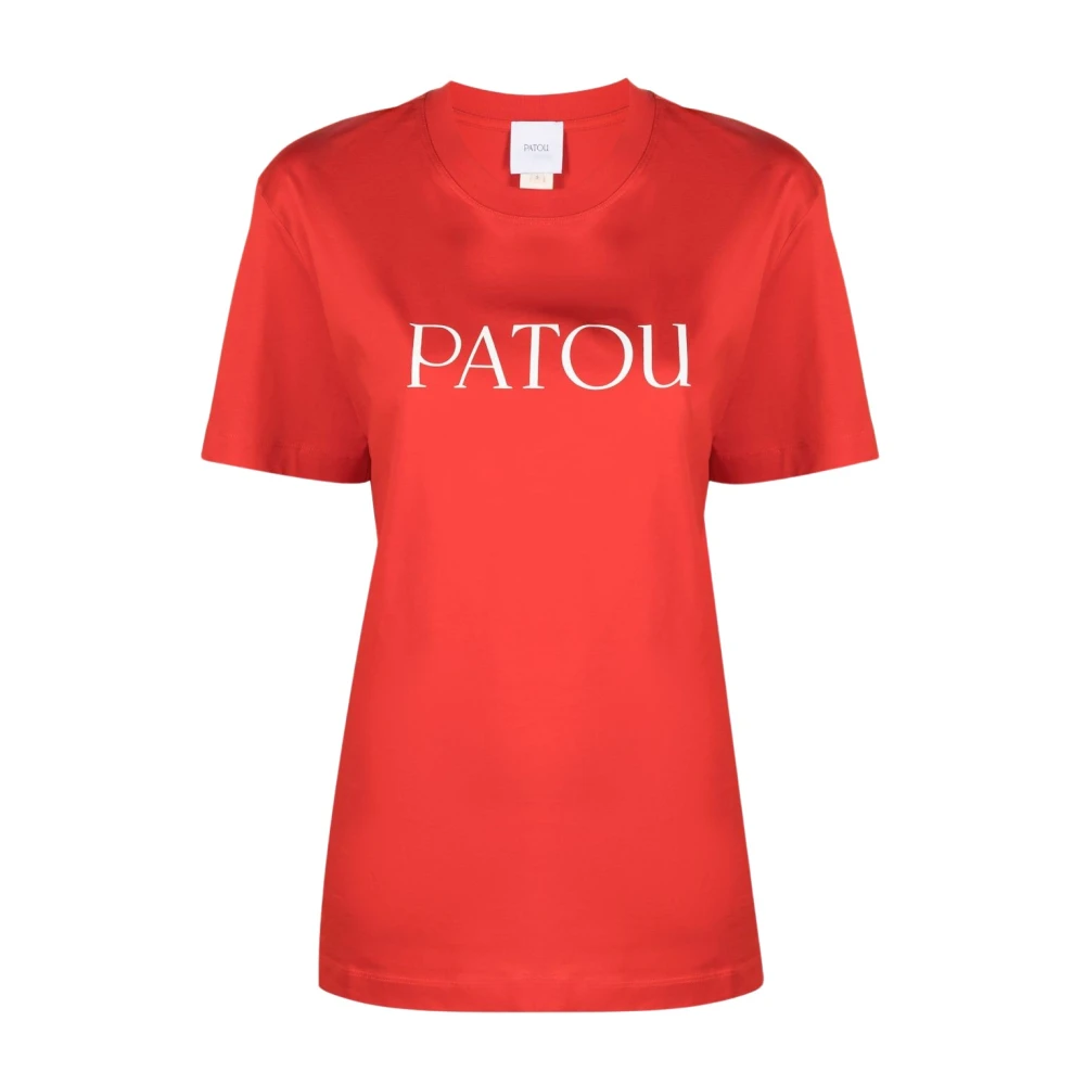 Patou Rode Logo Print Katoenen T-shirt Red Dames