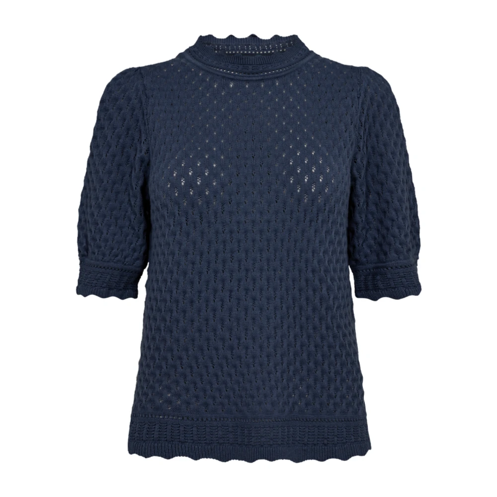 Freequent Indigo Pullover met Korte Pofmouwen Blue Dames