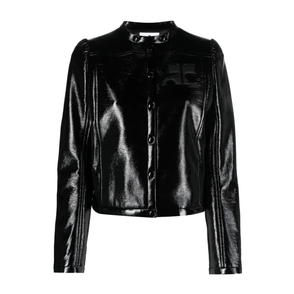 Courrèges Iconische Vinyl Dames Zwarte Biker Jas Black Dames