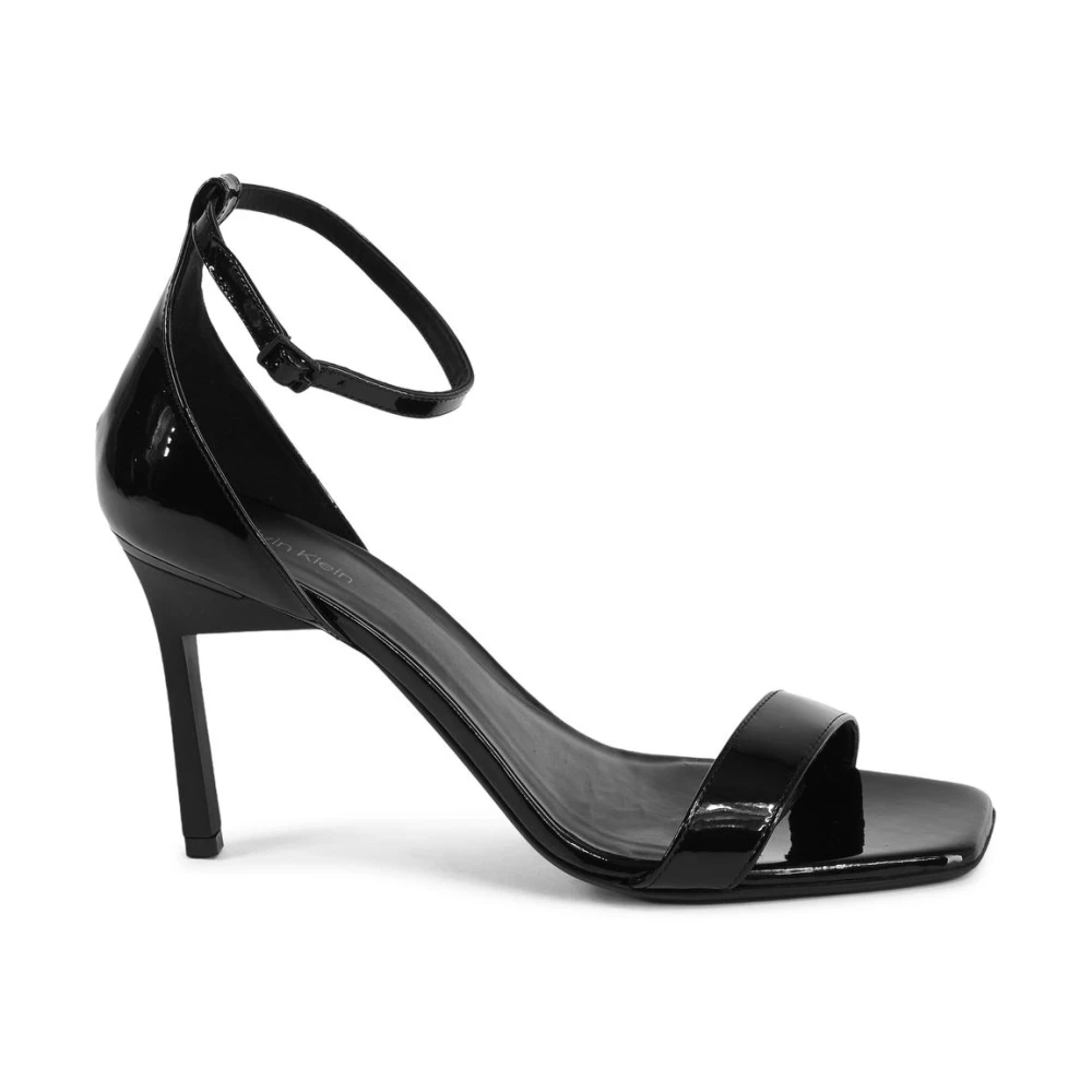 Calvin Klein Italian Leather Sandal Elegant Style - Female - High Heel Sandals - Black - 8 Uk - Shoes