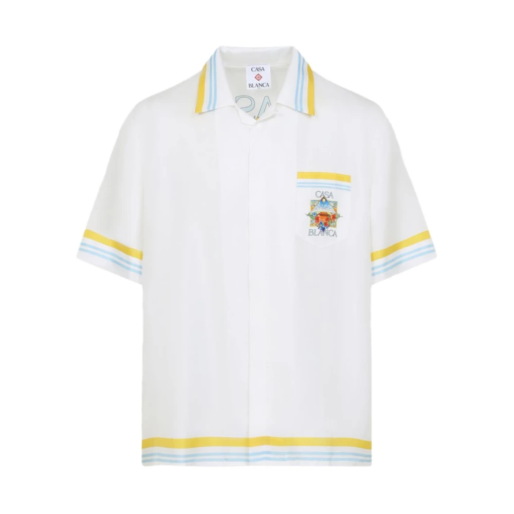 Casablanca Men's White Flower Court Icon Shirt - Short Sleeve Shirts - Xl - Shirts