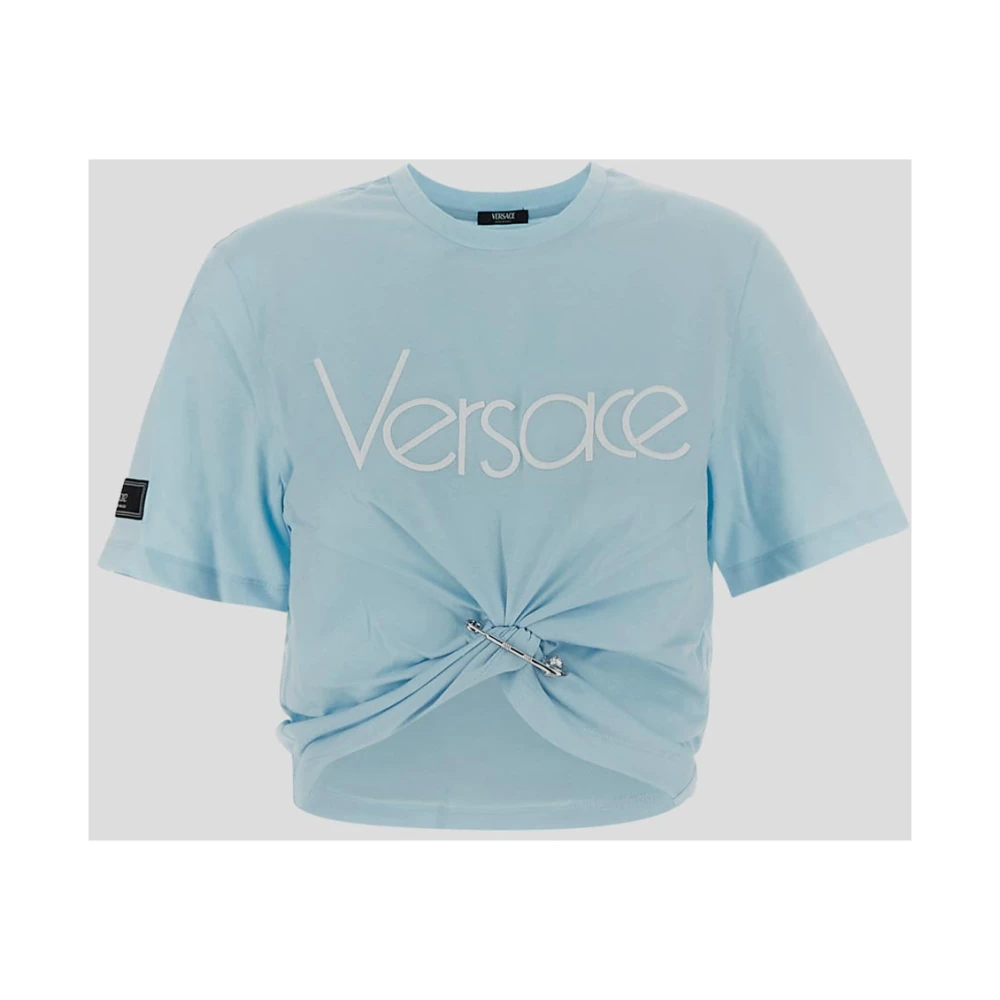 Versace Katoenen T-shirt met korte mouwen Blue Dames