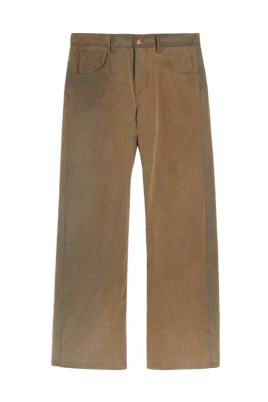 Flocked Leather Chambray Trousers