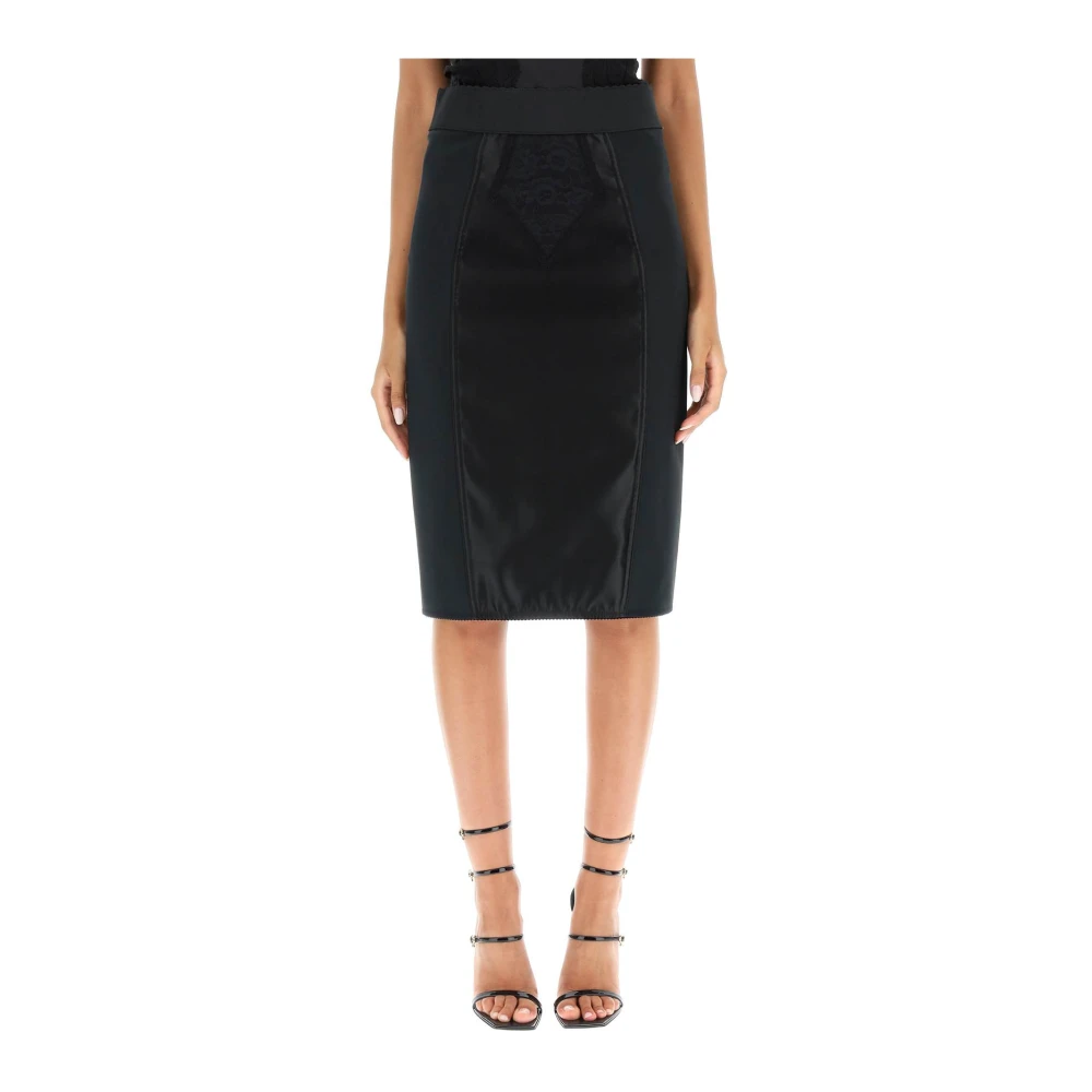 Dolce & Gabbana Corset-geïnspireerde satijnen midi-rok Black Dames