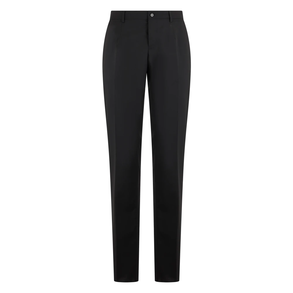 Dolce & Gabbana Men's Black Suit Trousers, L, Slim Wool Trousers