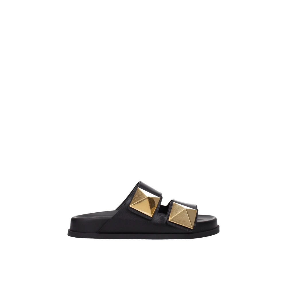 Valentino Garavani Black Leather Slippers - EU36/US6 - Image 2