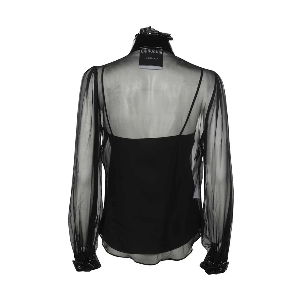 Moschino Zijden blouse met opstaande kraag Black Dames