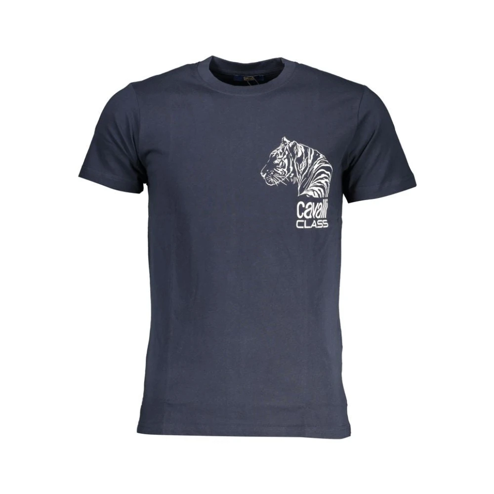 Cavalli Class Blå Bomull Tryck Logo T-shirt Blue, Herr