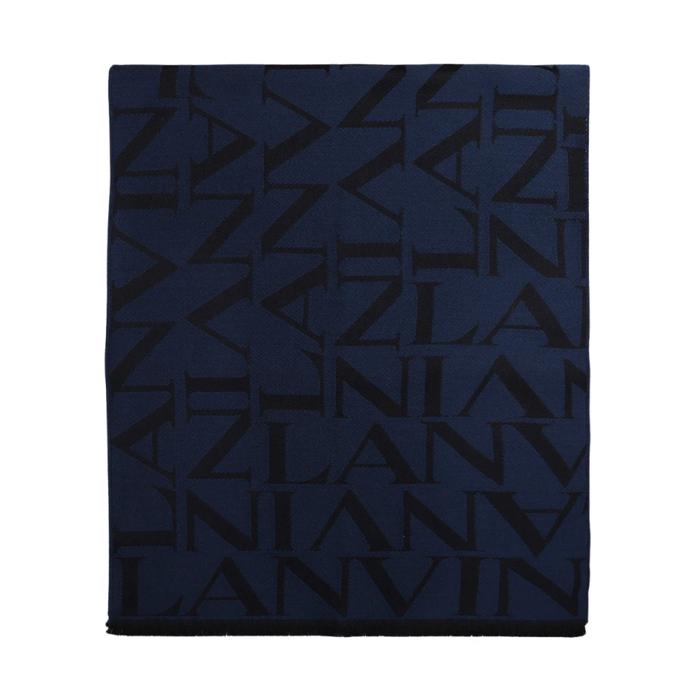 Lanvin Logo Wollen Sjaal Blue Dames