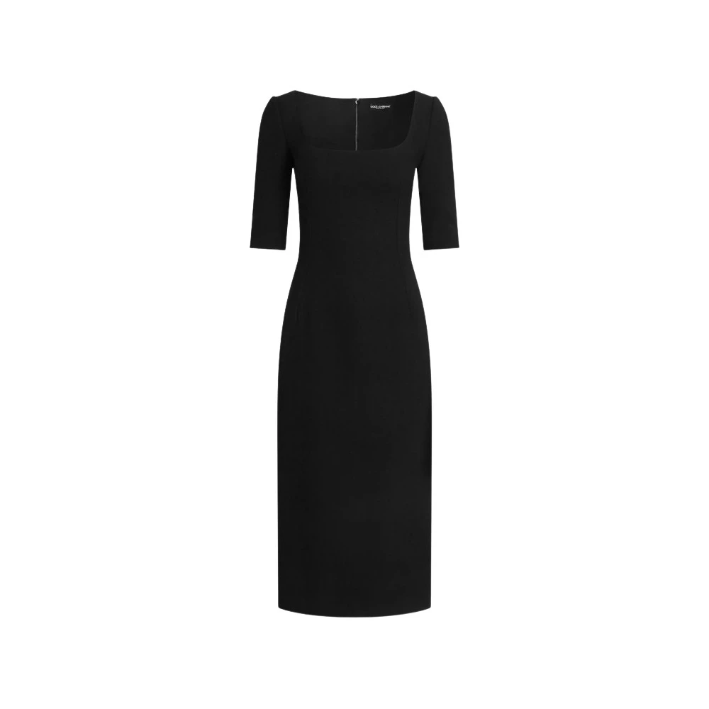 Dolce & Gabbana Double Wool Crepe Dress - Female - Midi Dresses - Black - 3XL - Dresses
