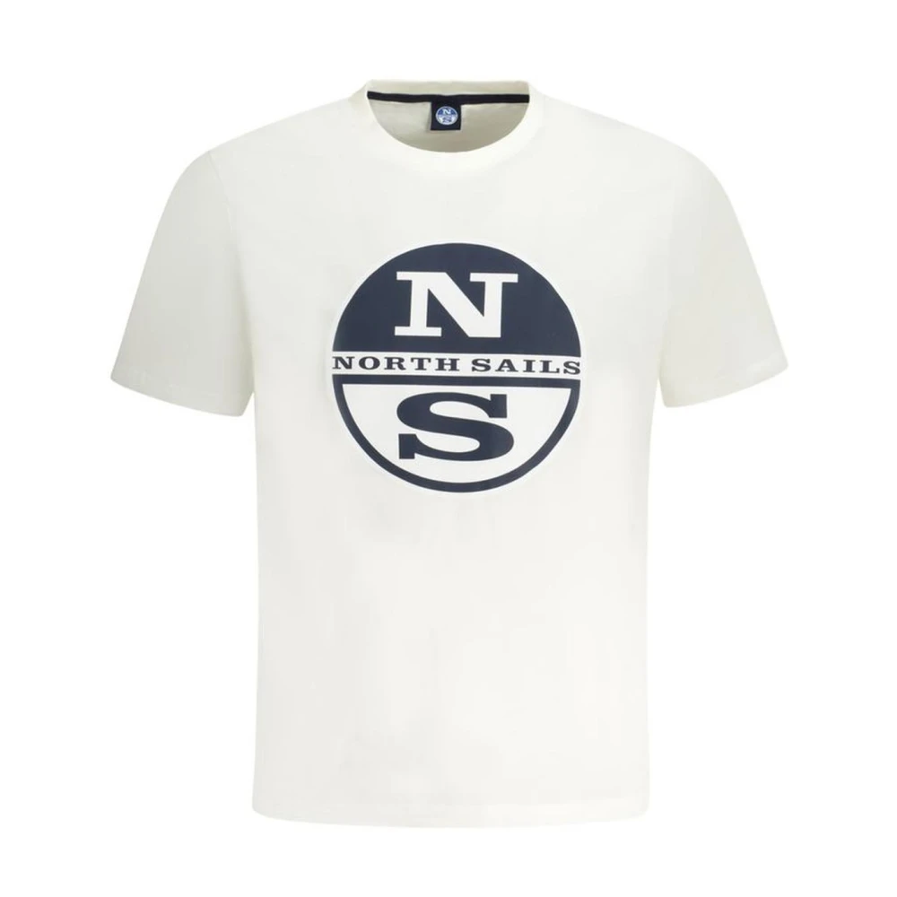 North Sails Mannelijk Wit Tops Heren, L, Katoen, Crew Neck Katoenen T-Shirt
