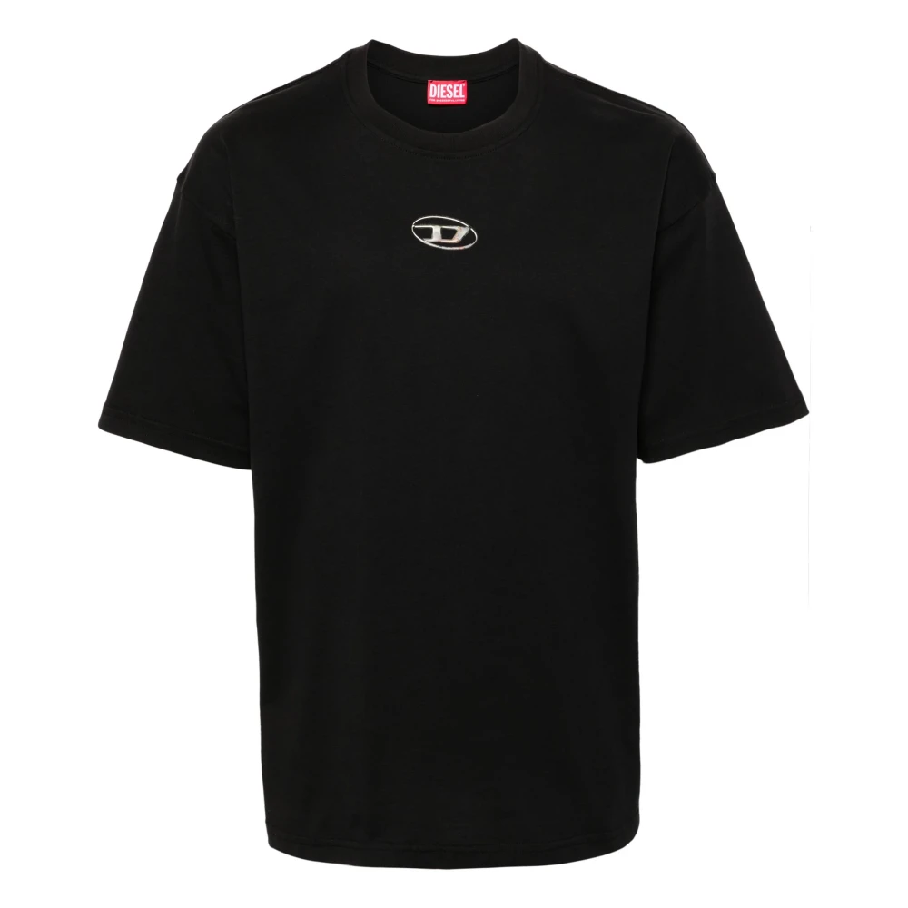 Diesel Zwarte Boxy T-shirt Front Oval Black Heren