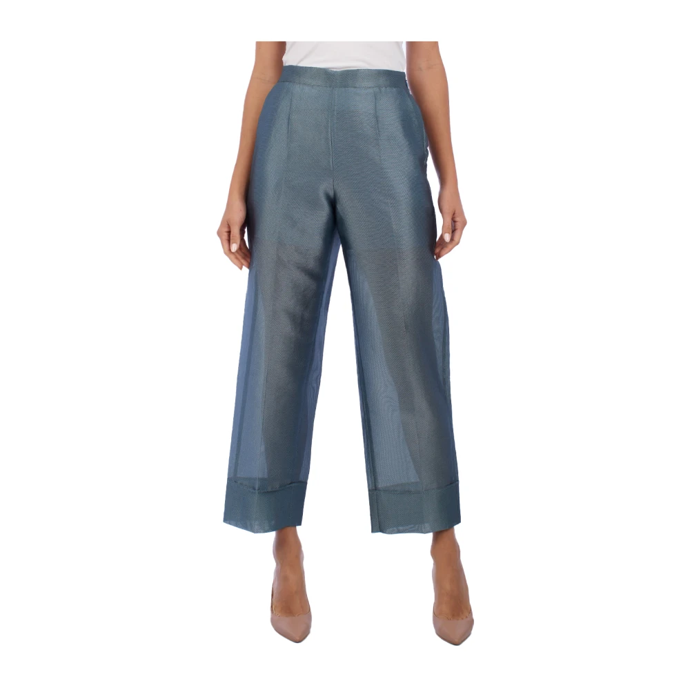 Emporio Armani Vrouw Grijs Broeken Dames, 2XS, Polyester, Verfijnde Palazzo Broek