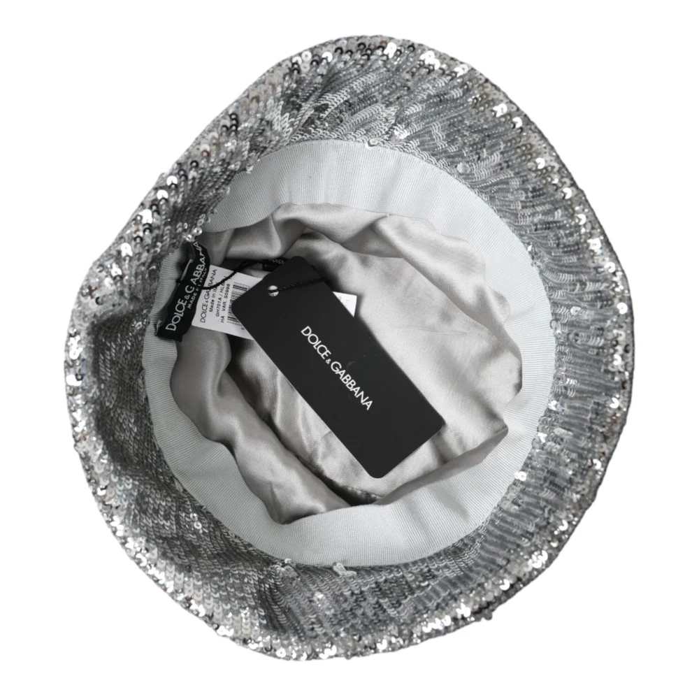 Dolce & Gabbana Zilveren Pailletten Bucket Cap Gray Heren