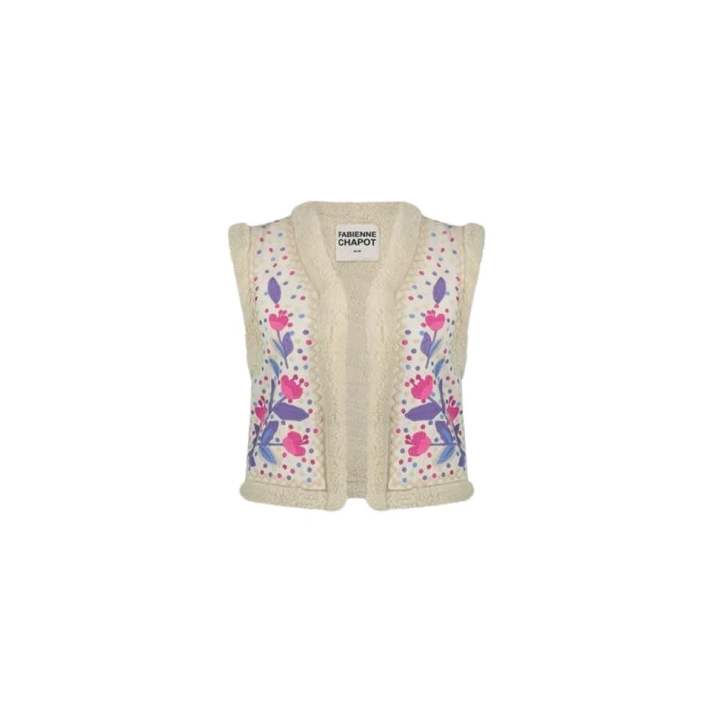 Fabienne Chapot Bloemrijk Geborduurd Vest Beige Dames