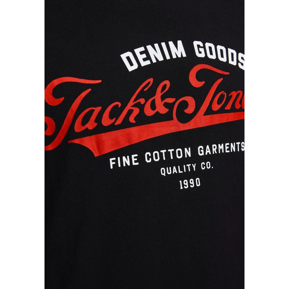 jack & jones Logo Print Ronde Hals T-Shirt Black Heren