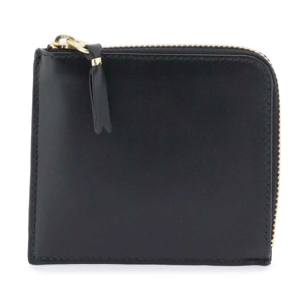 Comme des Garçons Leren Portemonnee met Polka-dot Patroon en Dubbele Ritssluiting Black Heren