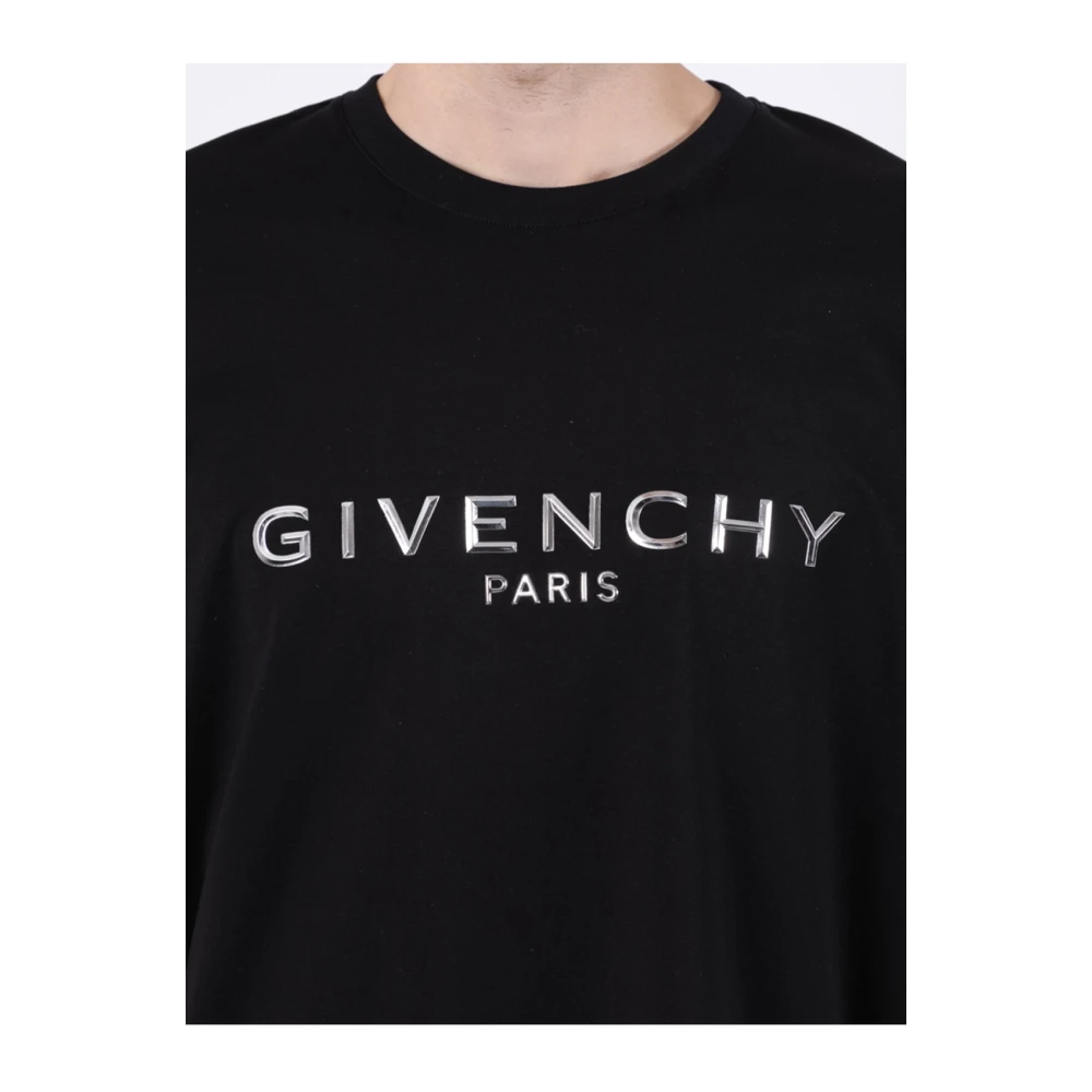 Givenchy Zwarte Logo Relief Katoenen T-Shirt Black Heren