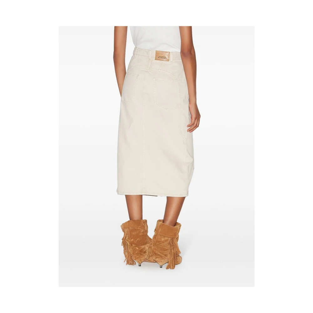 Isabel marant Ecru Denim Rok met Zakken Beige Dames