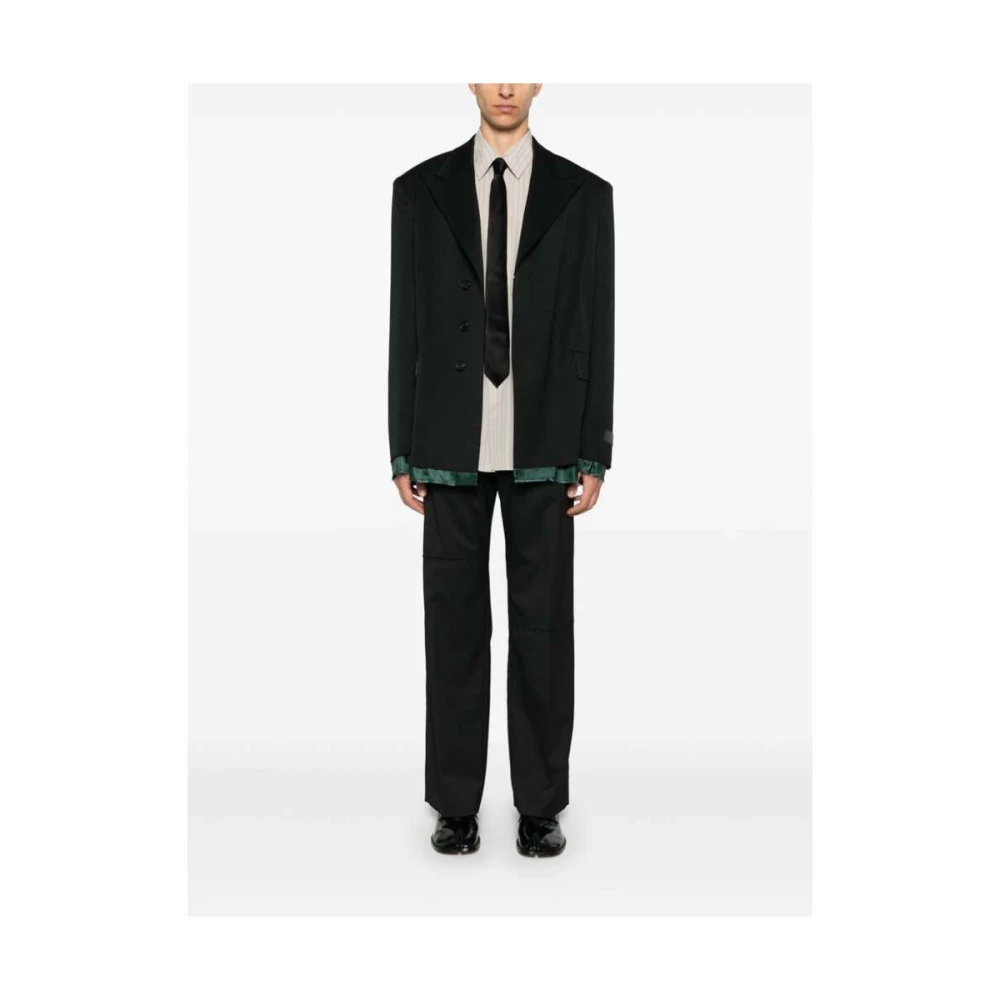 MM6 Maison Margiela Zwarte katoenen pantalon met tailleur snit Black Heren