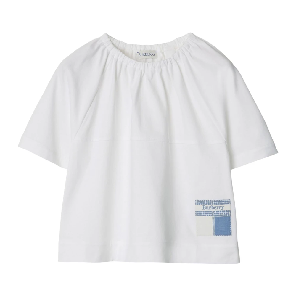 Burberry Vit Barn Cropped T-shirt White, Flicka