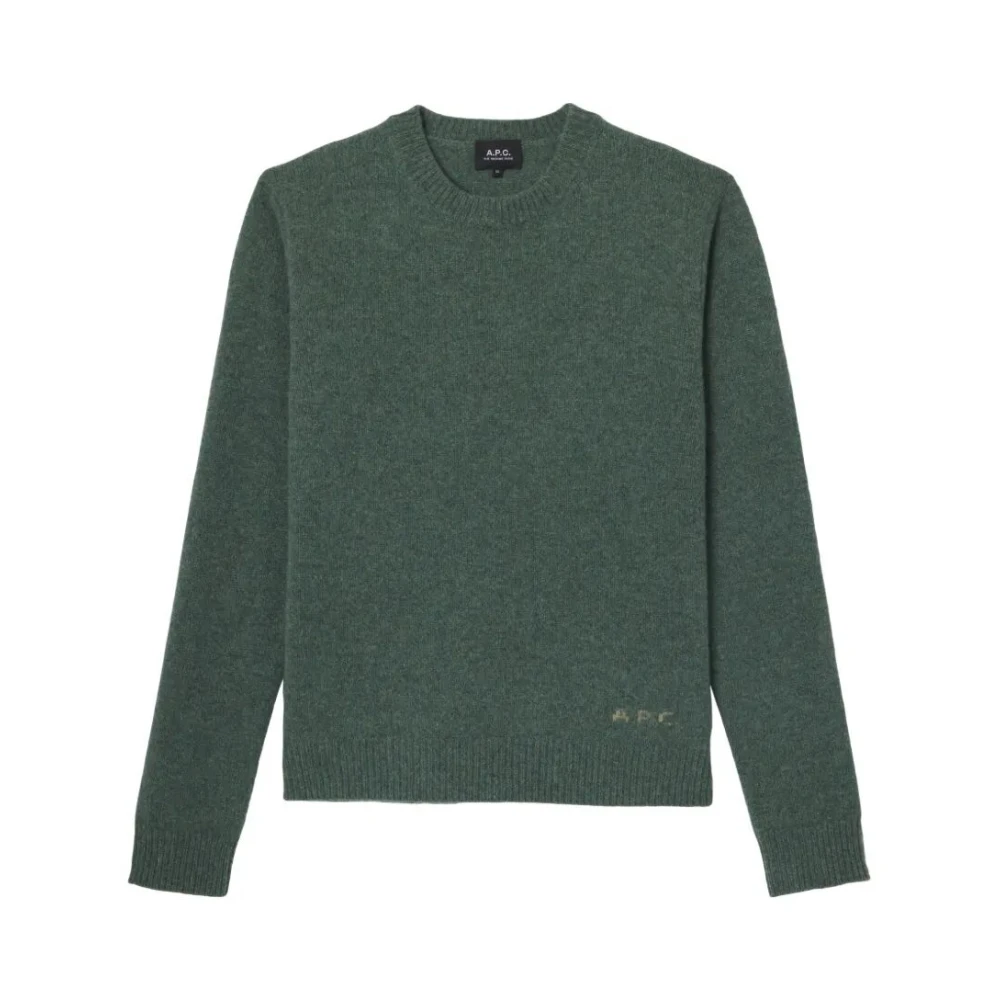 A.p.c. Men's Green Edmond Jumper - Round-Neck Knitwear - S - Knitwear