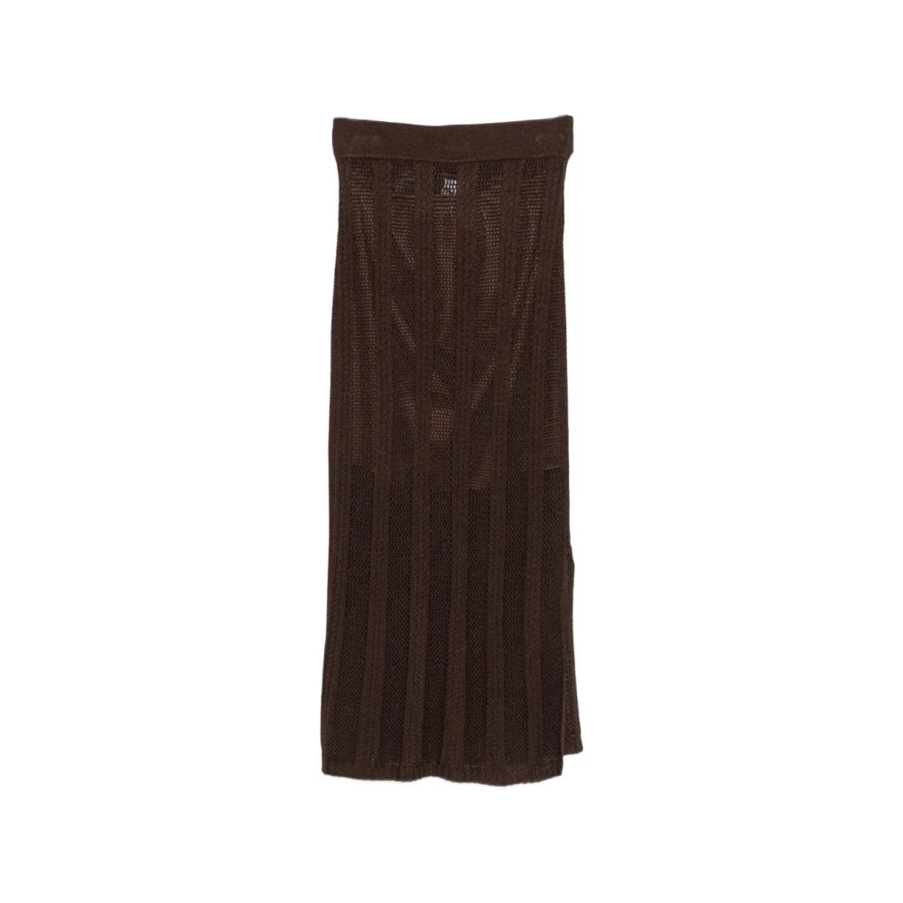 Pennyblack Women's Brown Midi Skirts, M, Rib-Knit Skirt