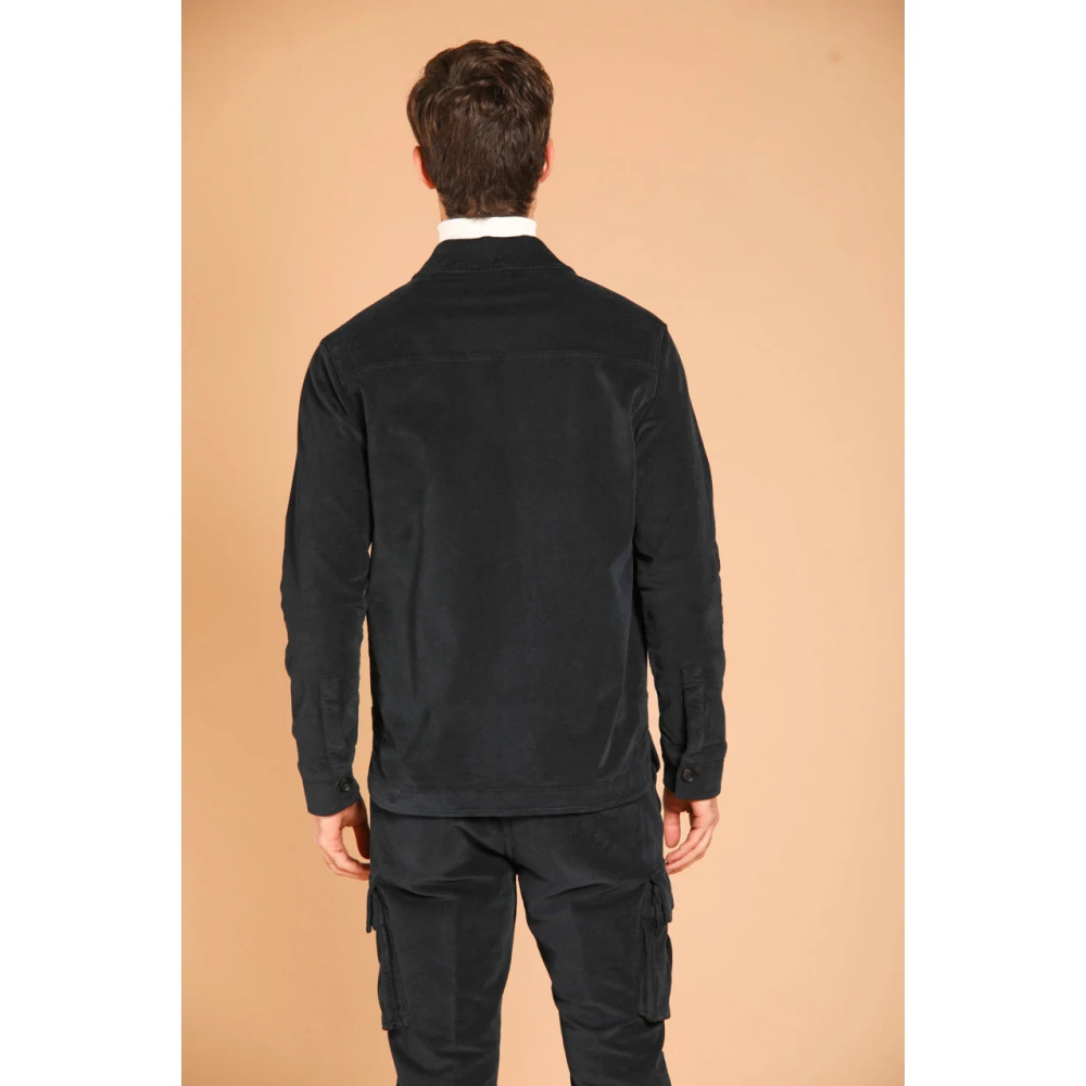 Mason's Fluweel Effect Slim Fit Winter Overshirt Blue Heren