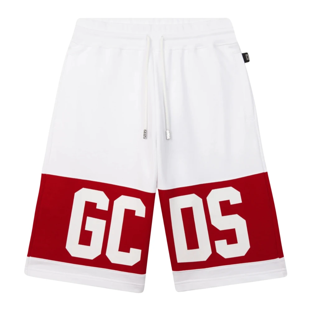 Gcds Men's White Casual Shorts, M, Band Logo Sweatshorts