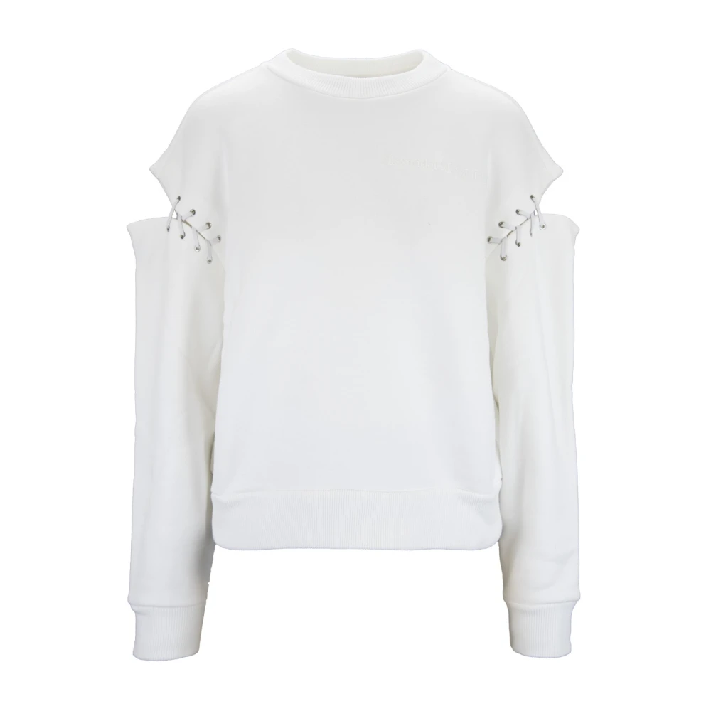 Alexander mcqueen Stijlvolle Dames Pullover met Leren Details White Dames