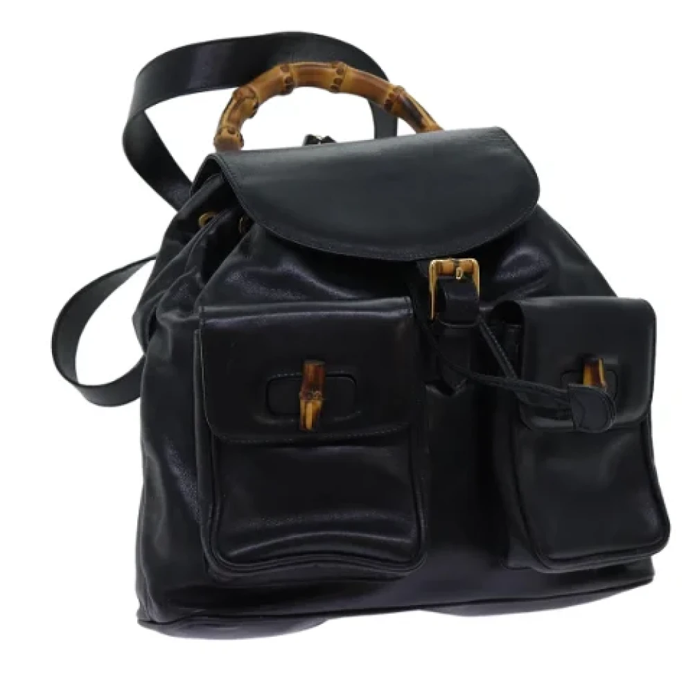 Gucci Vintage Pre-owned Leather backpacks Black Dames