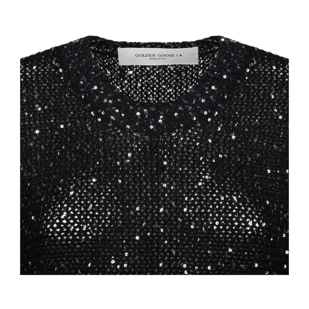 Golden Goose Zwart Mesh Pailletten Ster Choker Top Black Dames