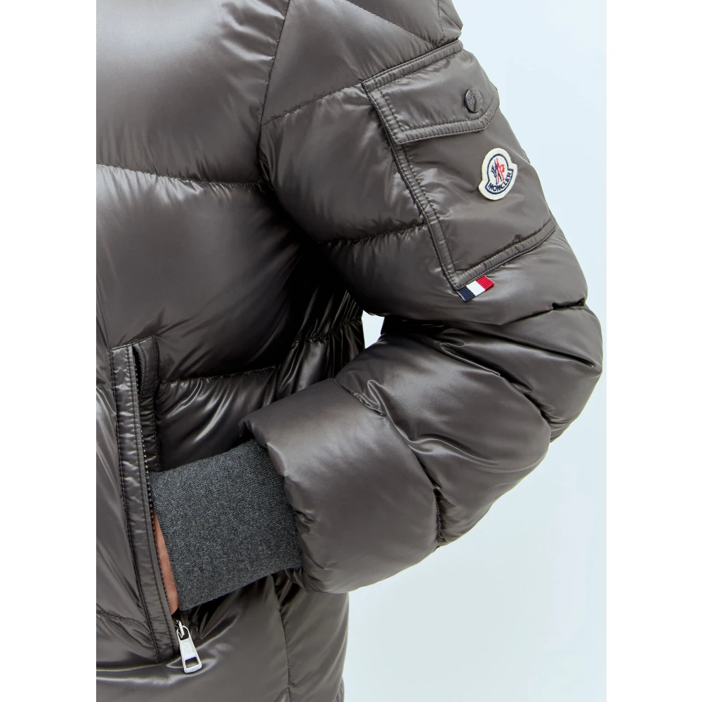 Moncler Gewatteerd Donsjack met Afneembare Capuchon Gray Heren