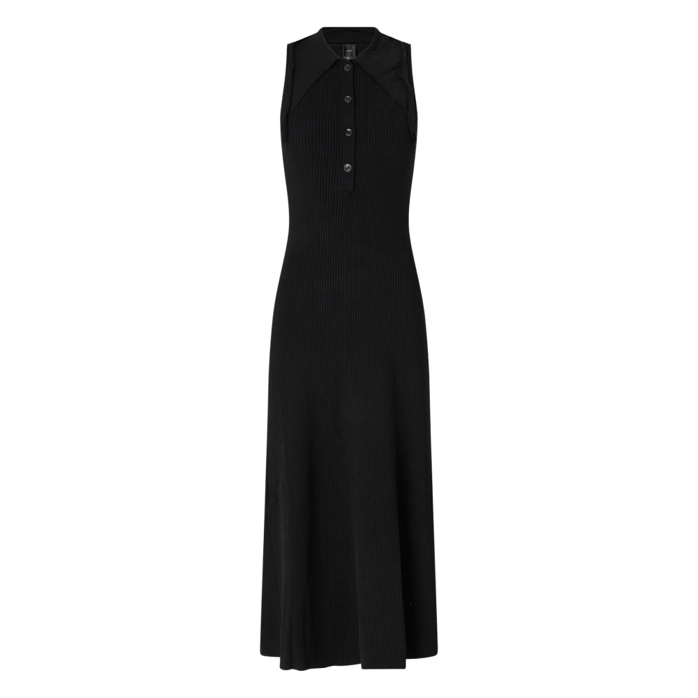 Pinko Women's Black Collared Ribbed Maxi Dress - Maxi Dresses - S - Dresses