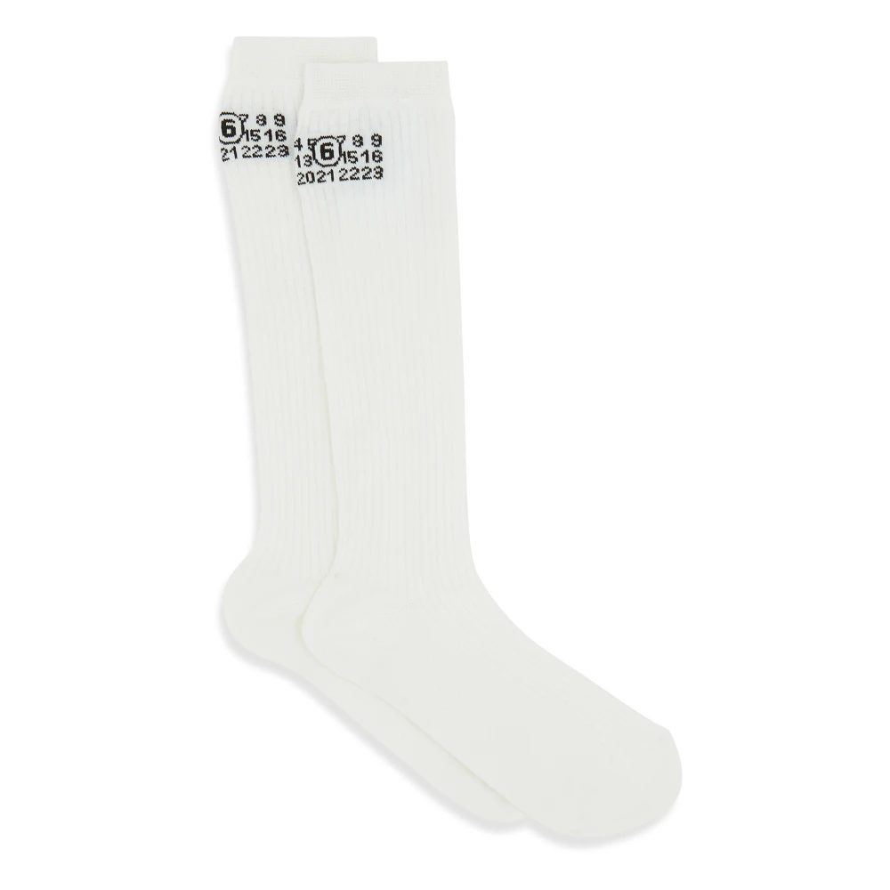 Mm6 Maison Margiela Women's White Bootleg Socks - Socks - S - Underwear