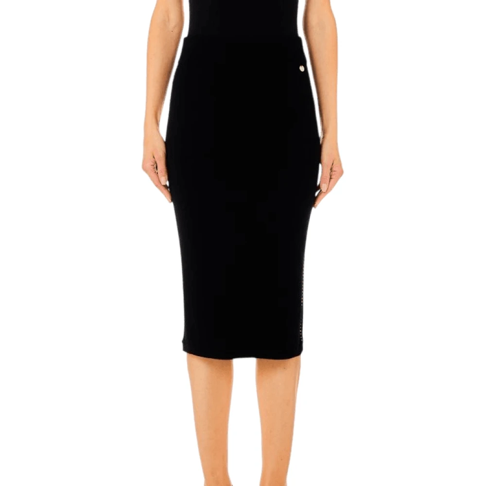 Liu Jo Zwarte Gebreide Midi Rok Black Dames