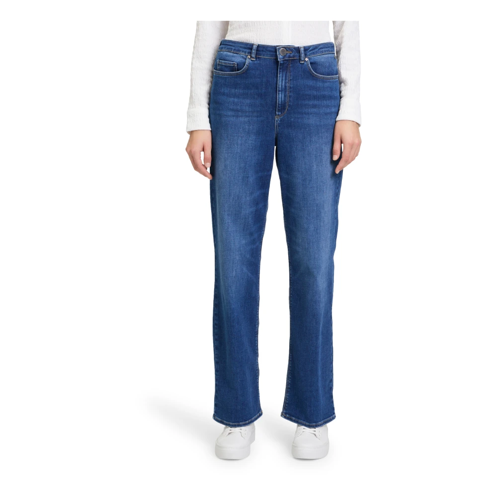 Betty & Co High Waisted jeans met wijde pijpen Blue Dames