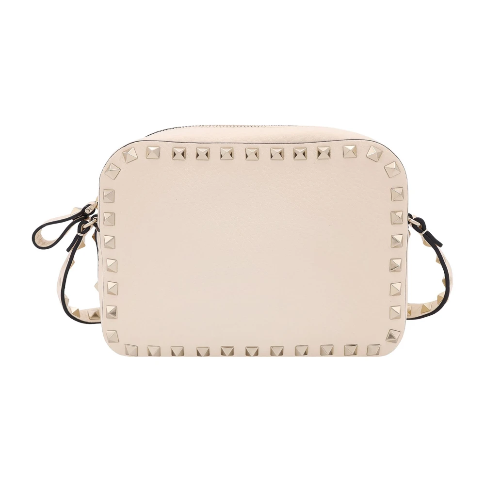 Valentino Garavani Studded Leather Cross-Body Tas Beige Dames