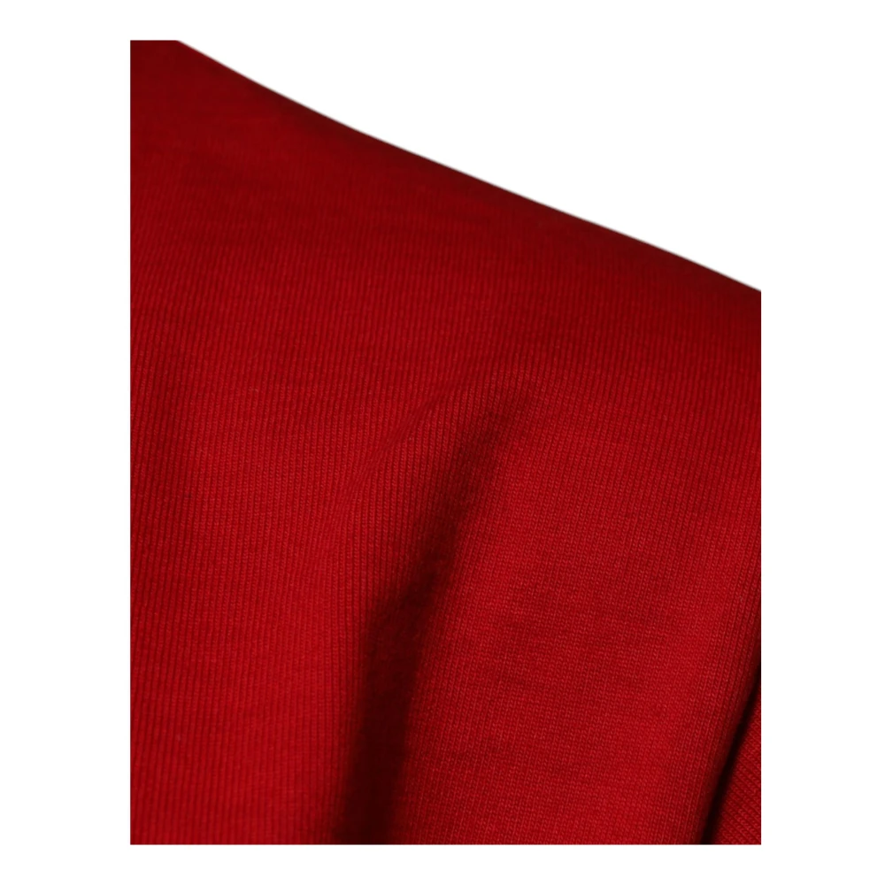 Dolce & Gabbana Rode Grafische Print Katoenen Crew Neck T-shirt Red Heren