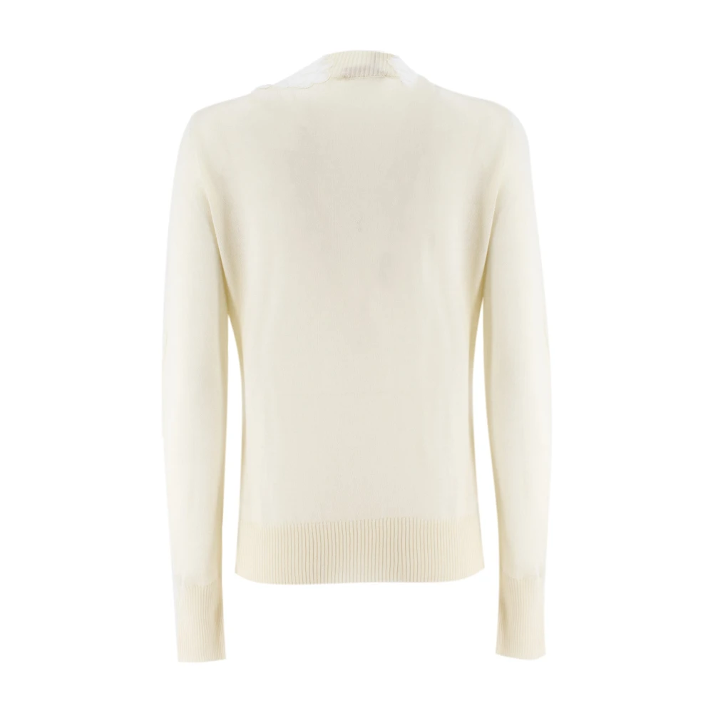 Ermanno Scervino Kanten Applicatie V-Hals Cardigan White Dames