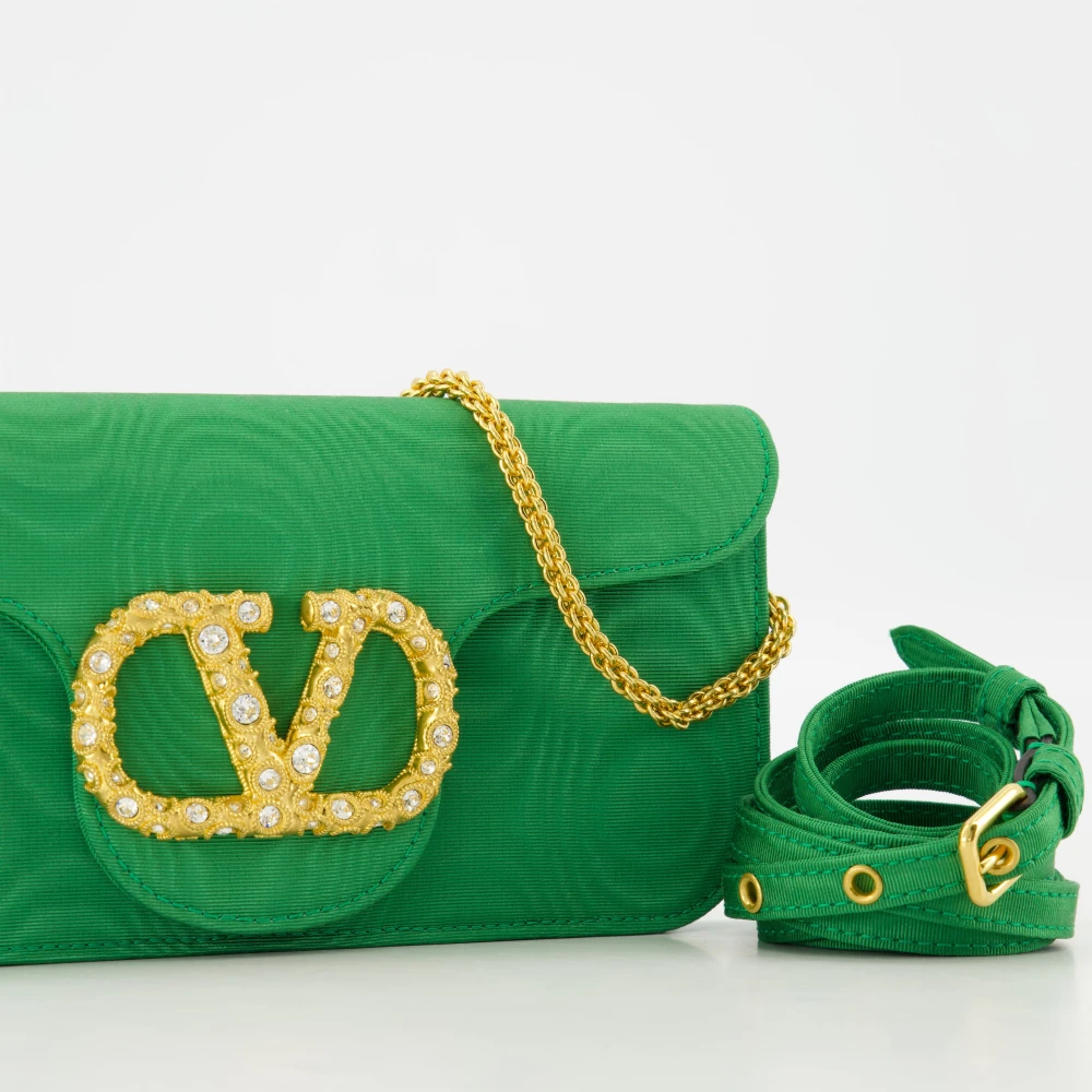 Valentino Garavani Groene VLogo Moiré Mini Tas Green Dames