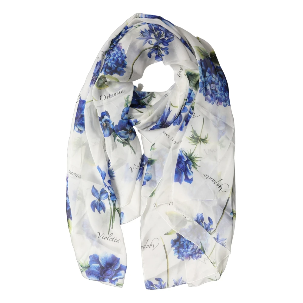 Dolce & Gabbana White Silk Floral Chiffon Long Stole Scarf - Image 2