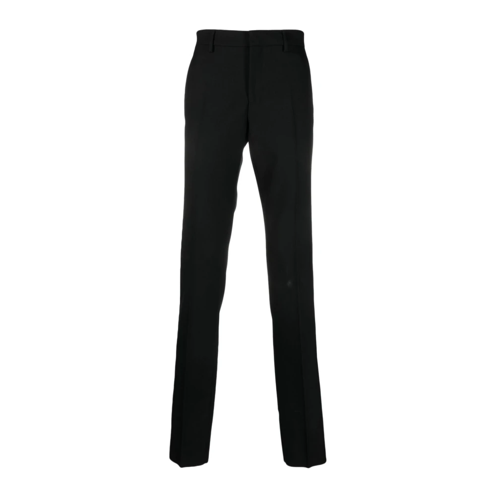 Versace Zwarte Wollen Twill Broek Black Heren