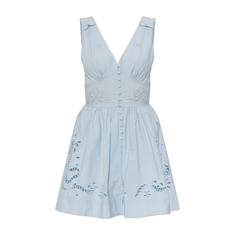 Self-Portrait Women's Blue Broderie Anglaise Cotton-Blend Minidress UK Size 12 - Mytheresa - Image 2
