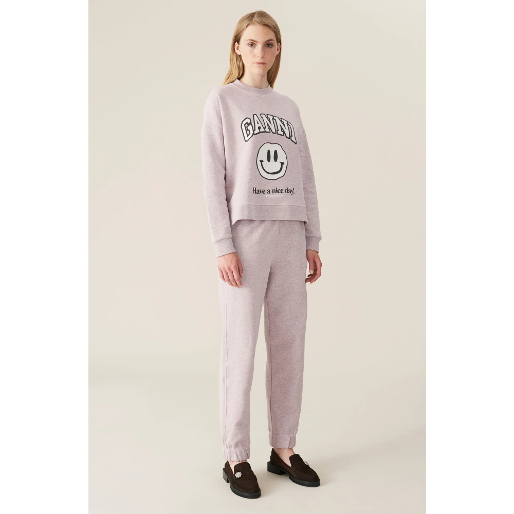 Ganni Sweatshirt Set met Smiley Print Purple Dames