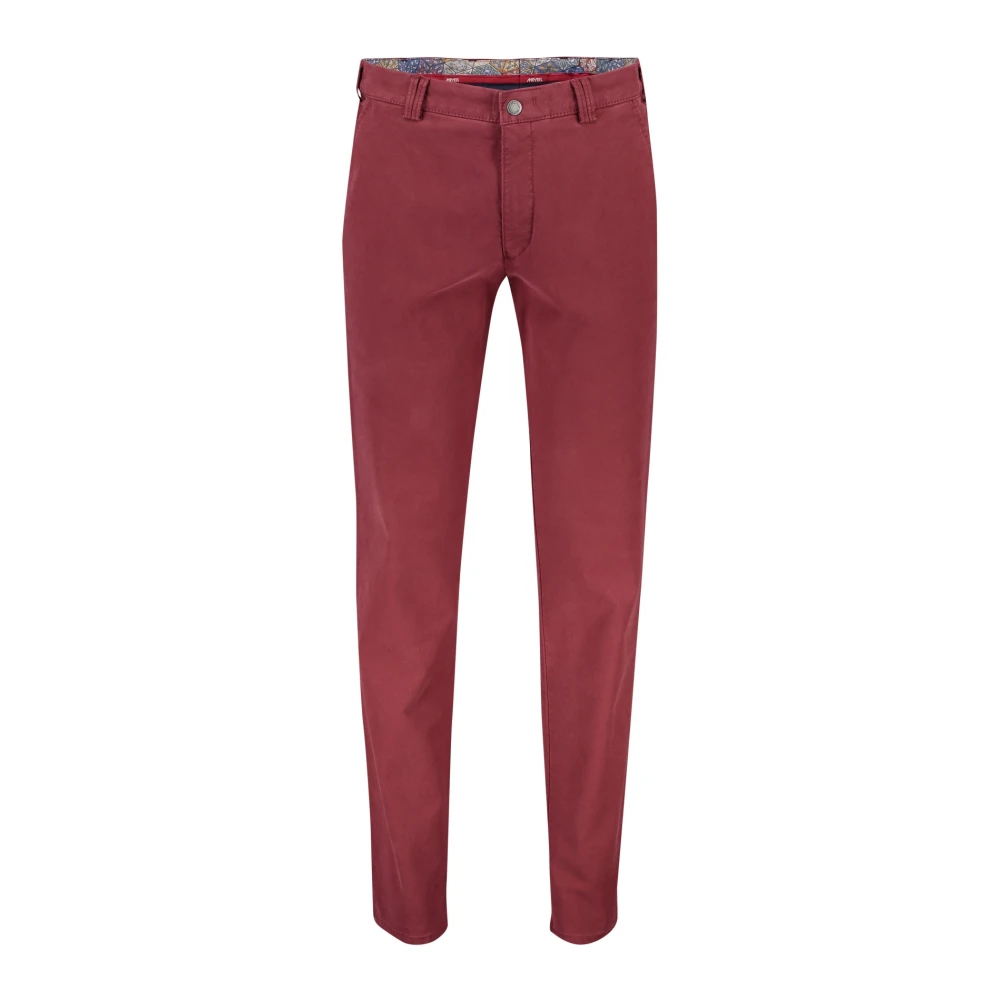 Meyer katoenen broek donkerrood effen zonder omslag