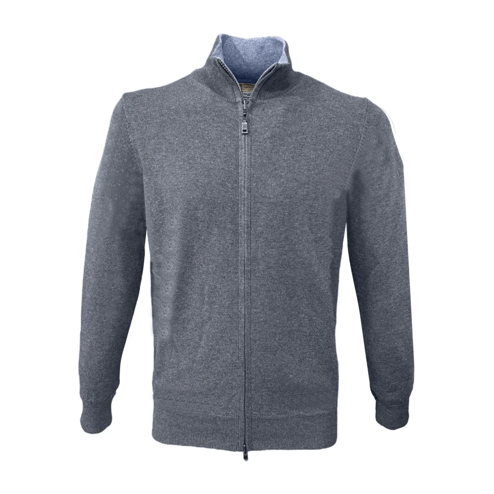 Cashmere Company Zip Sweater Gray Heren