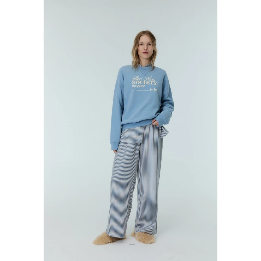 The New Society Blauwe Allure Katoenen Sweater met Logo Blue Dames