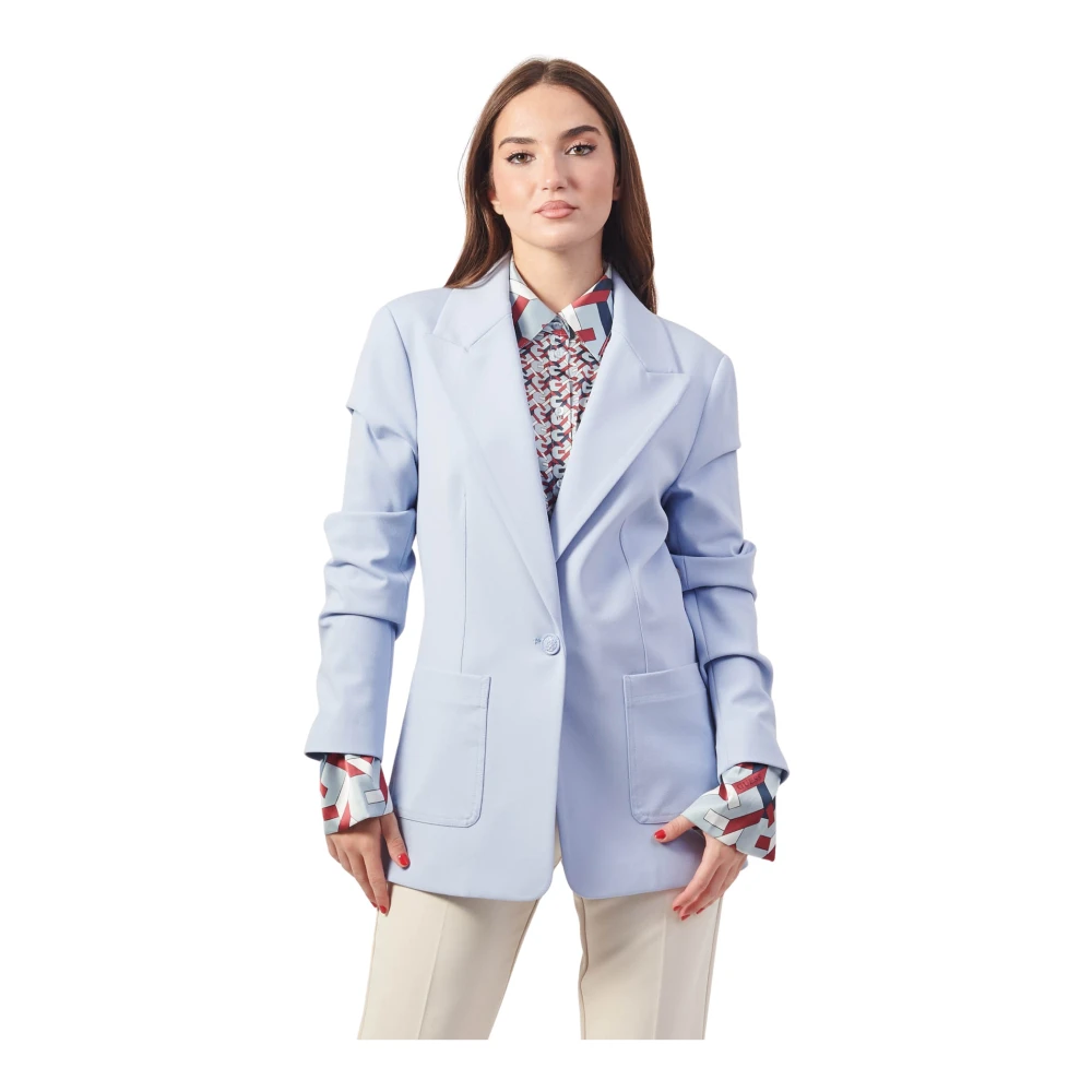 Guess Blauwe Crepe Blazer Jas Vrouwen Blue Dames